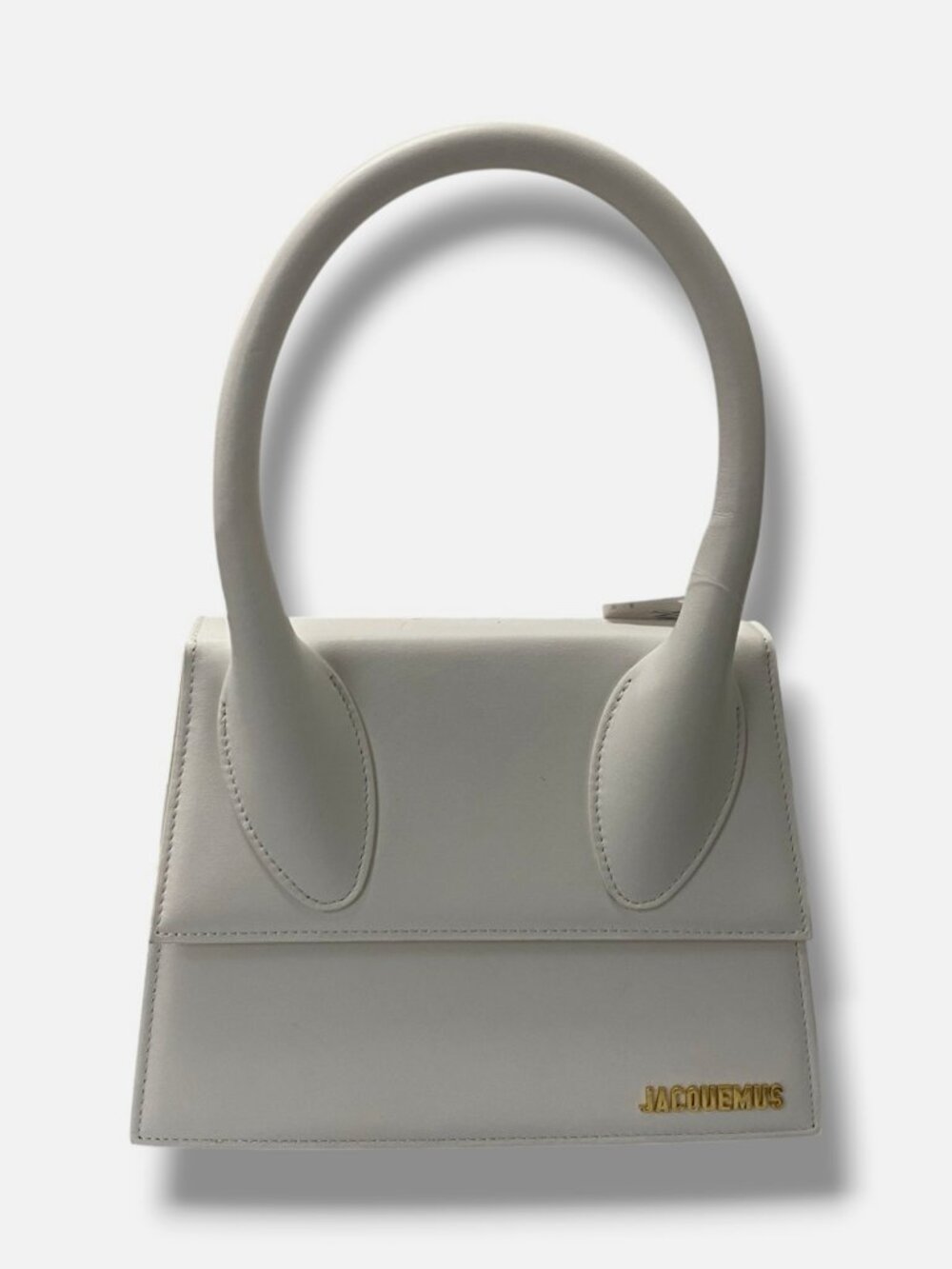 Jacquemus Women's White Leather Logo Magnetic Le Chiquito Moyen Top Handle Bag